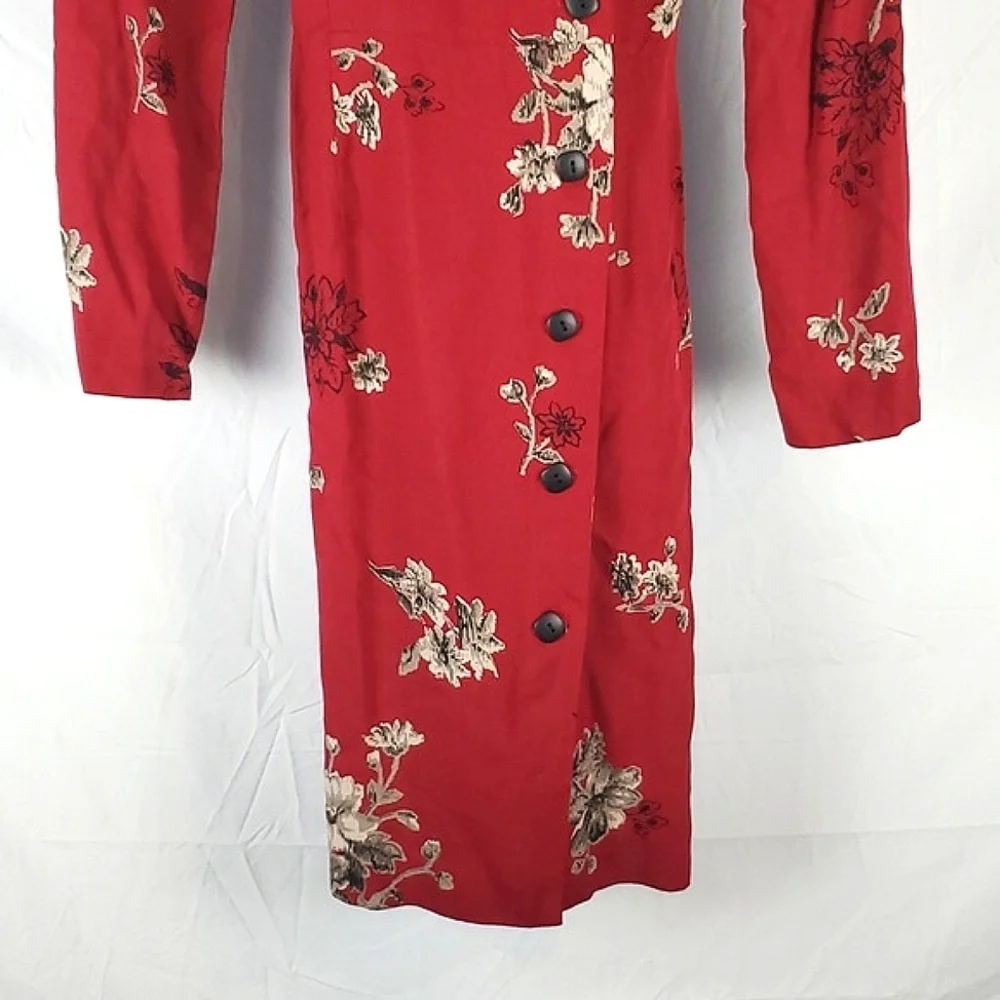 Vintage 90s Red Floral‎ Dress